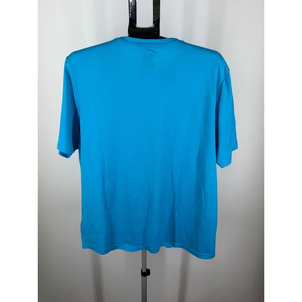 The North Face Mens VaporWick Blue Vertical Logo Graphic Active T-Shirt Large